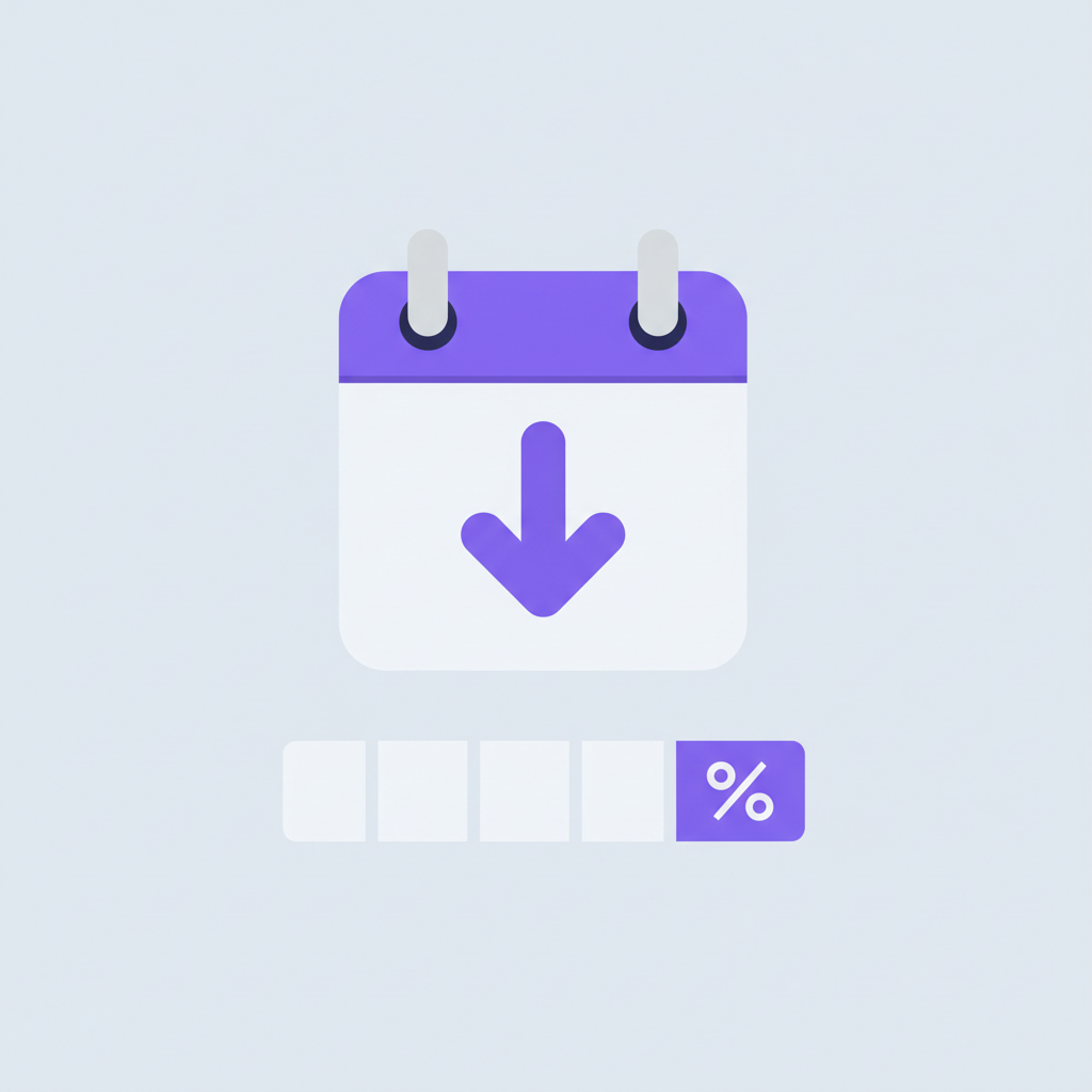 An illustration of a piggy bank getting heavier on one side of a see-saw, lifting up a calendar on the other side.