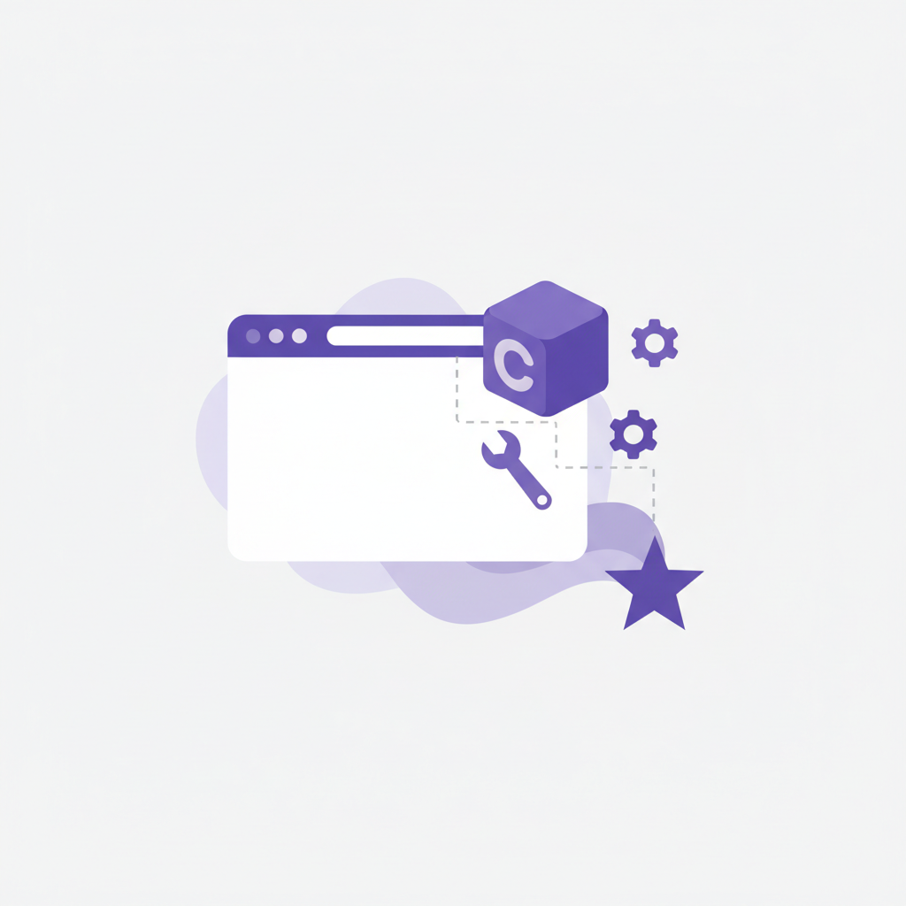An illustration of a browser window with a small puzzle piece icon being added to the toolbar, representing a new extension being installed.