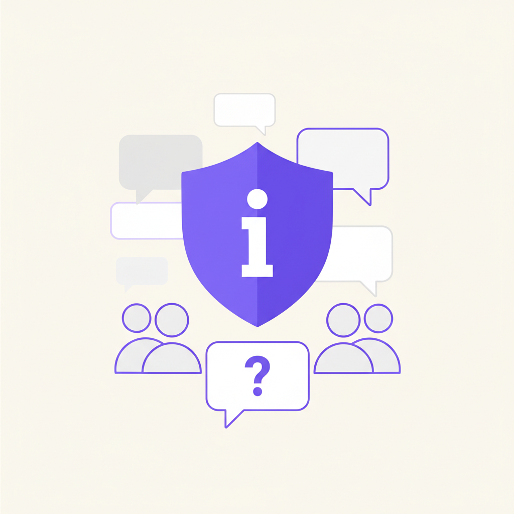 An illustration of a person standing at a large information sign with a question mark icon, finding their own way.