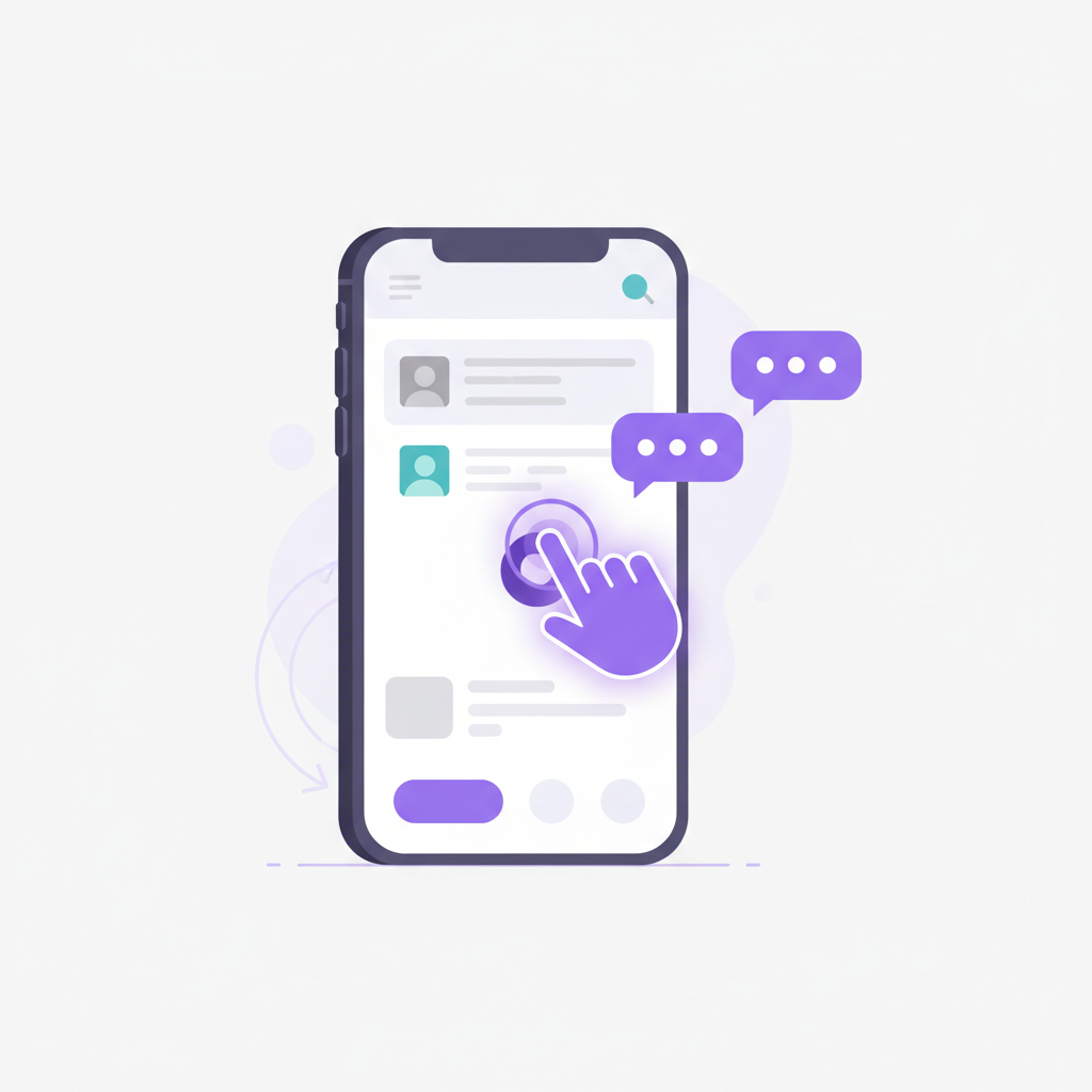 An illustration of a user interface with small, helpful pop-ups and tooltips guiding a user's cursor towards a key feature.