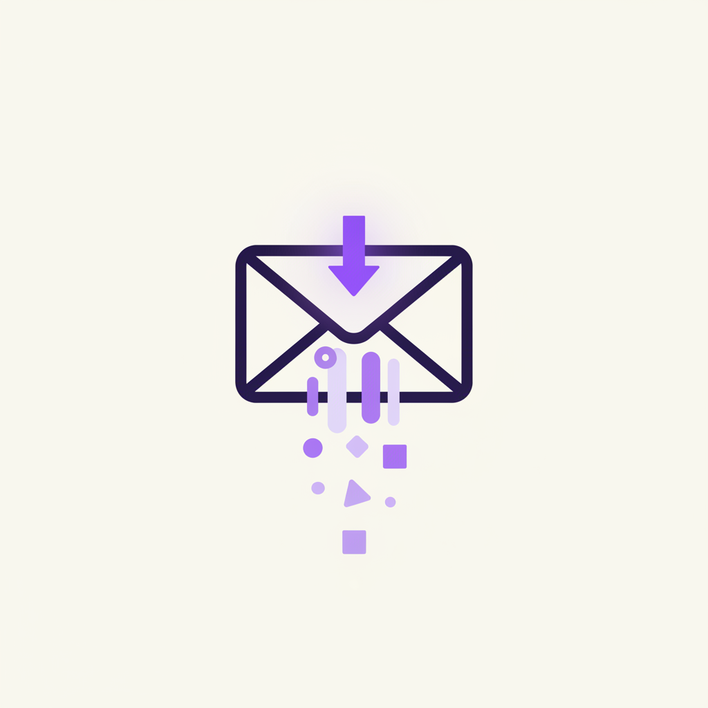 An illustration of a person fishing for glowing fish inside a giant email inbox.