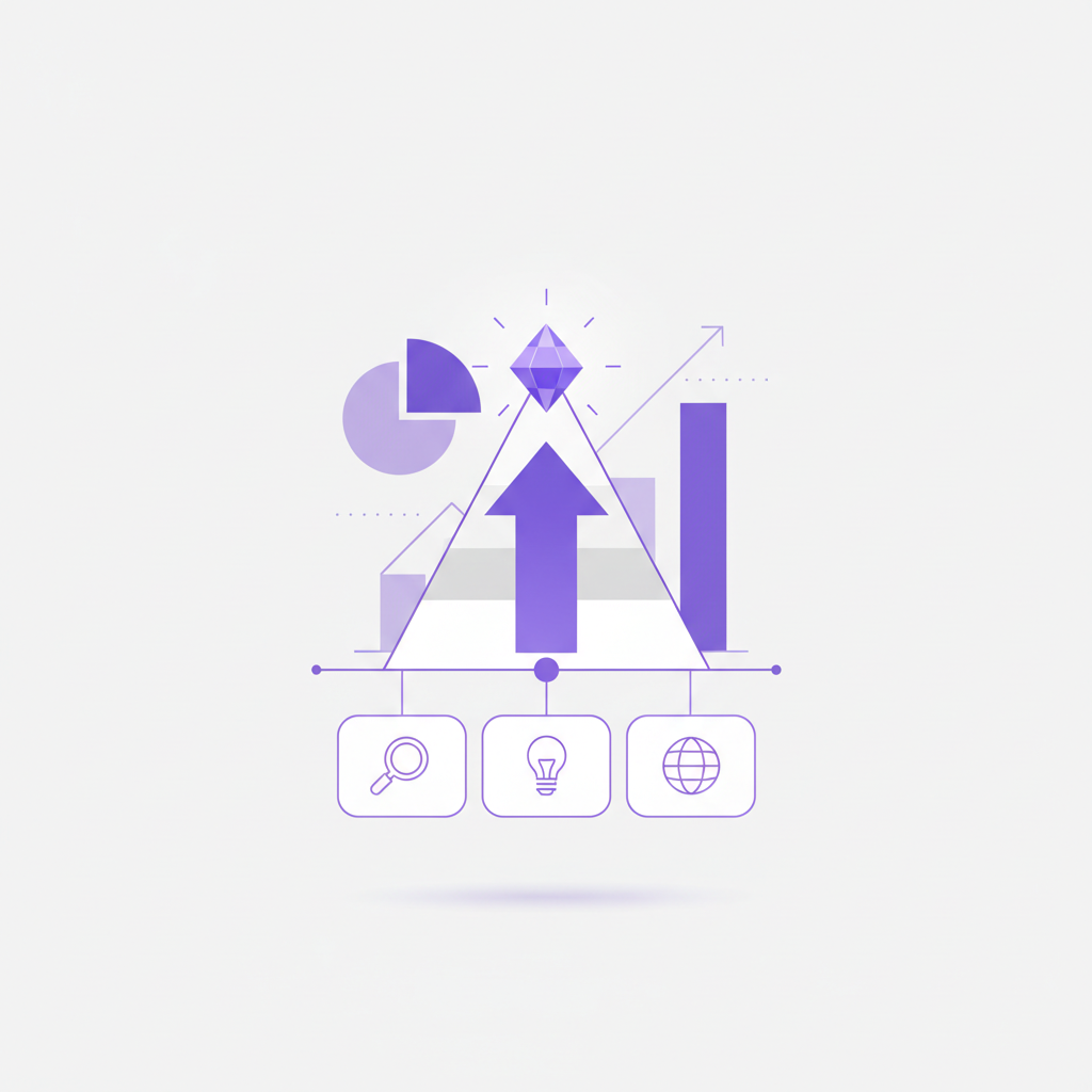 An illustration showing a marketer designing a colorful infographic on a large screen.