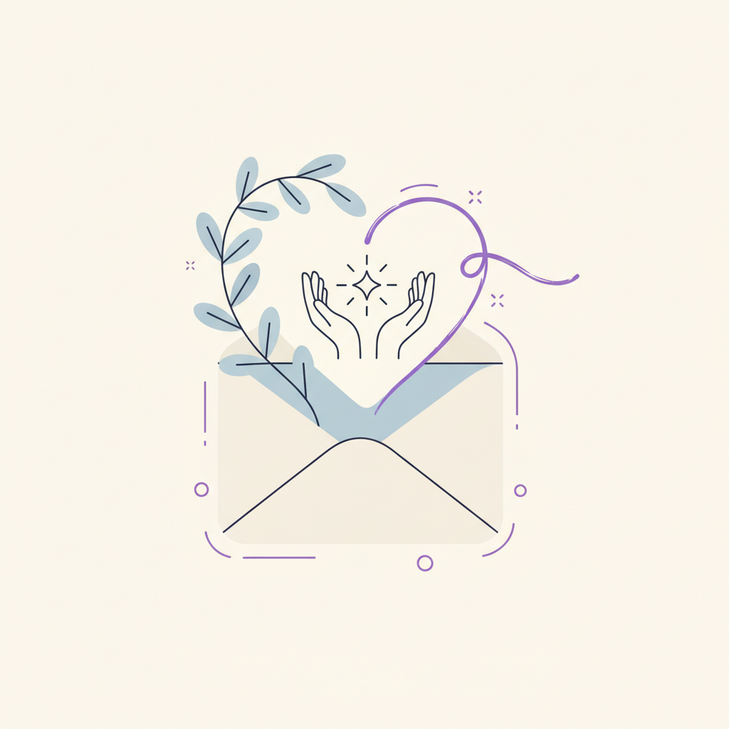 Illustration of a founder personally handwriting a welcome letter to a new user on a laptop screen.